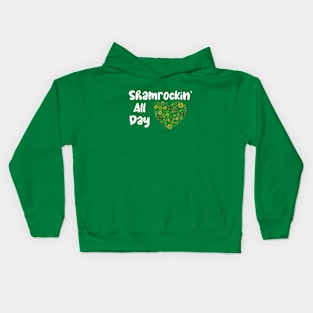 Shamrockin' All Day Heart with Clovers Kids Hoodie